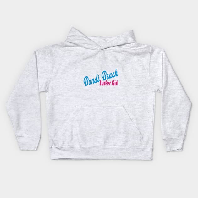 Bondi Beach Surfer Girl Kids Hoodie by downundershooter